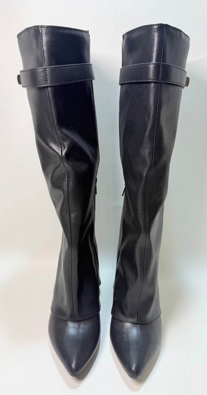 Target Wild Fable Black Fold Over Mid Calf Boots Size 6.5 Lock Strap Block Heel
